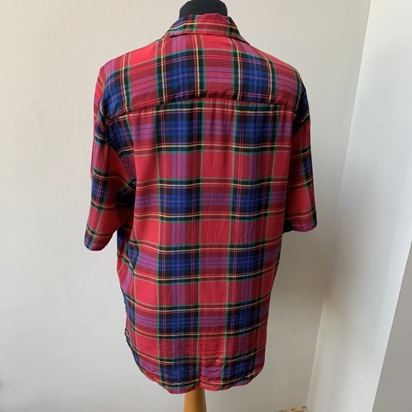 Vintage 90s tartan pure silk blouse - Picture 6 of 13